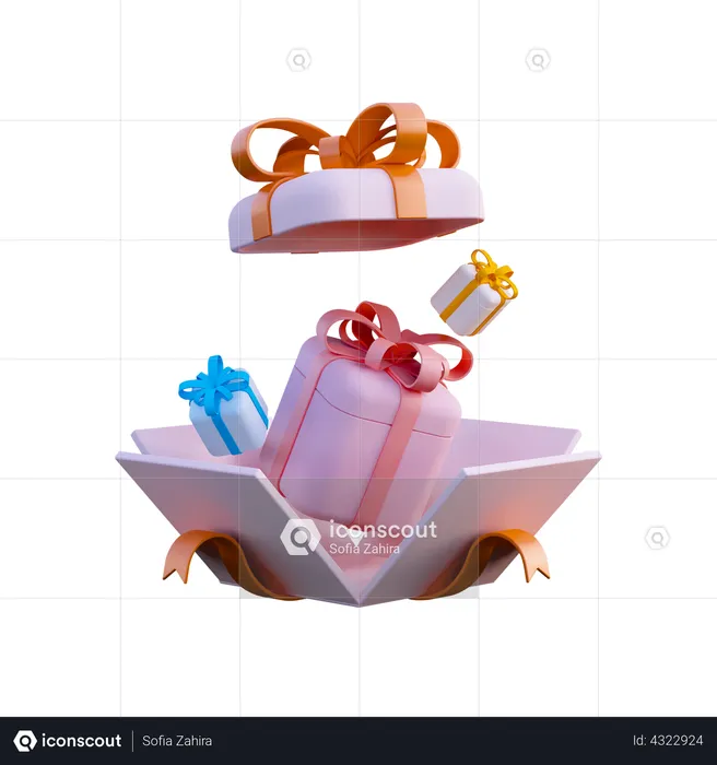 Open gift box  3D Illustration