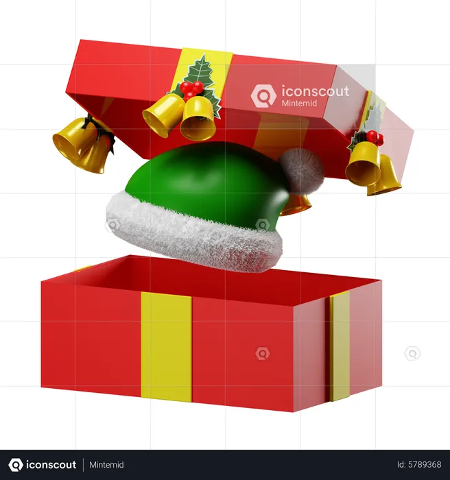 Open Gift With Hat  3D Icon