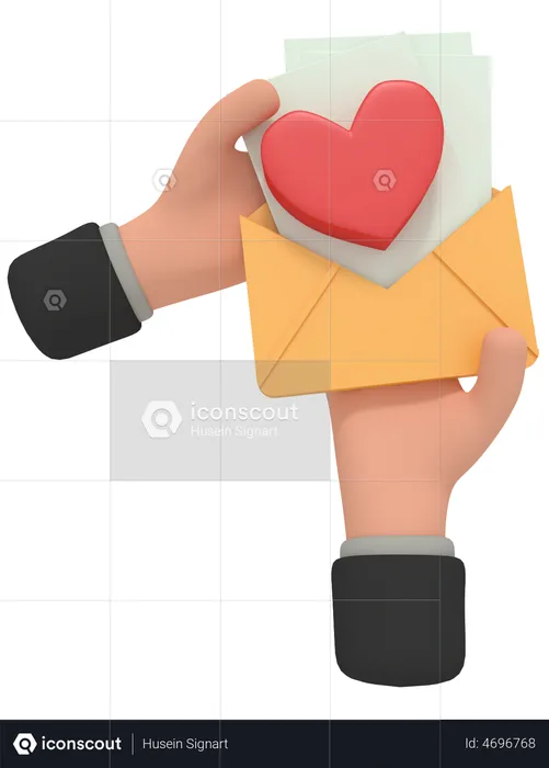 Open Love Letter  3D Illustration