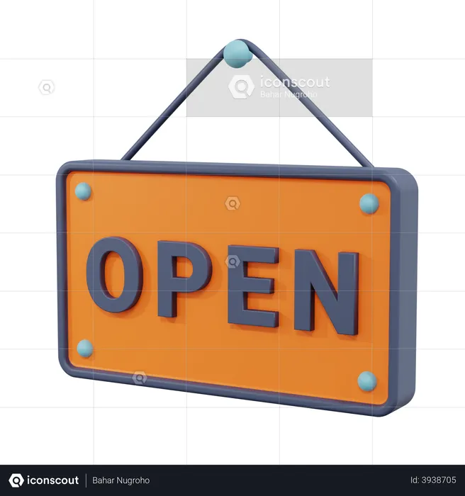 Open Shop Board  3D Illustration