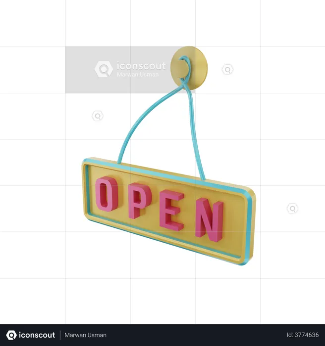 Open Sign  3D Illustration
