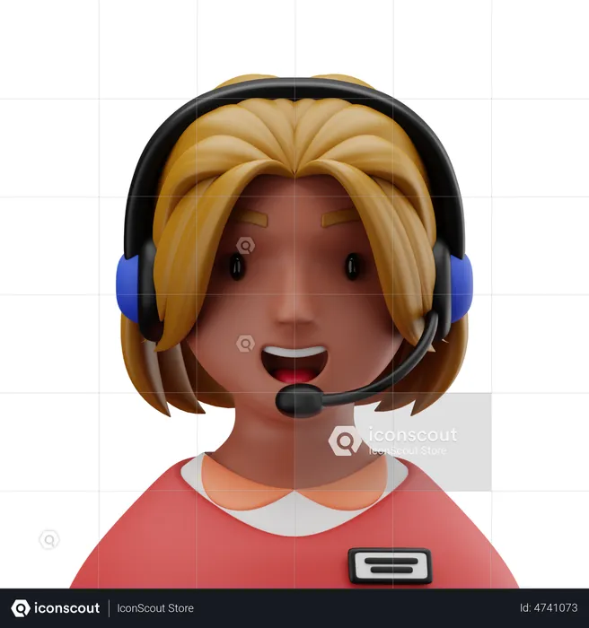 Female Call Operator  3D Icon