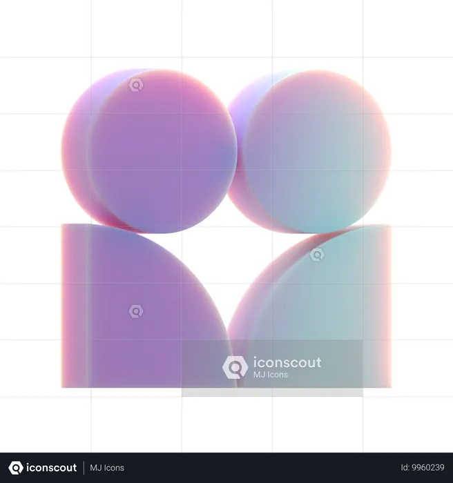 反対の人物の抽象的な形  3D Icon