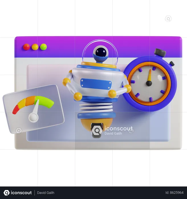 Optimized Website Speed Robot  3D Icon