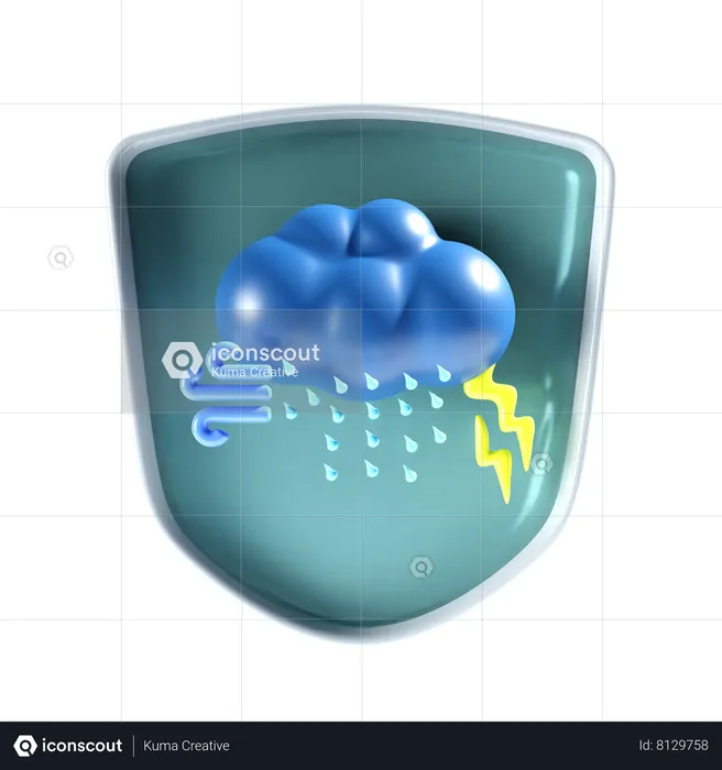 Orage pluvieux  3D Icon