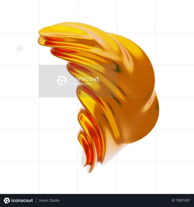 Orange Abstract Metalic Spiral Twisted Shape  3D Icon