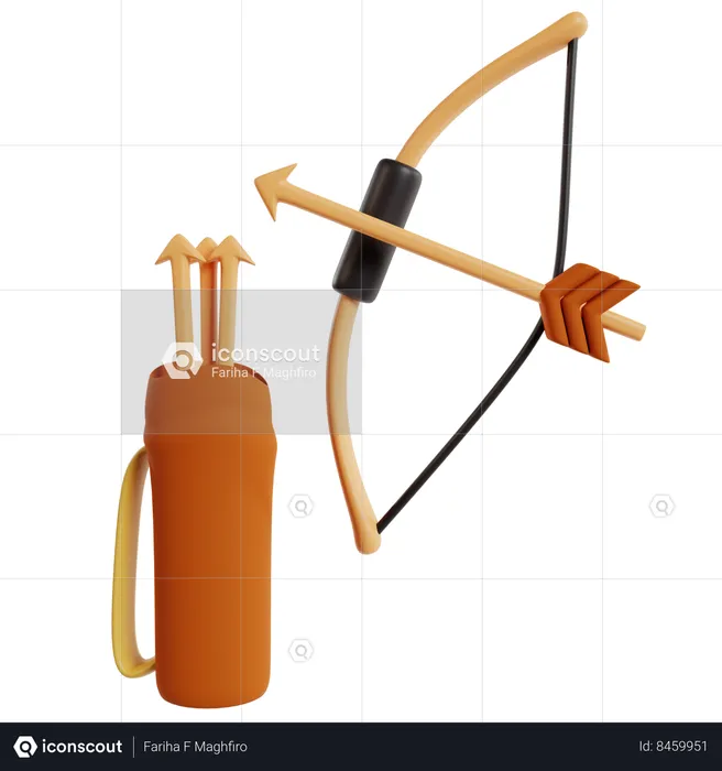 Orange Archery Equipment Set  3D Icon