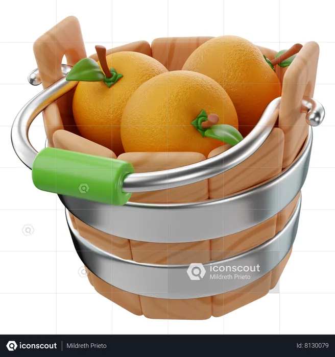 Orange Bucket  3D Icon