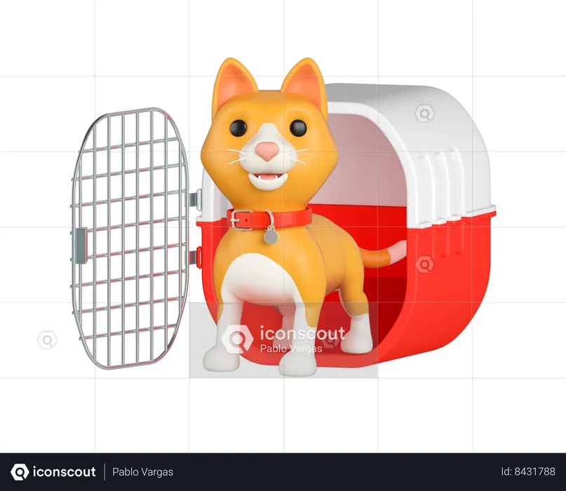 Orange cat cage  3D Icon