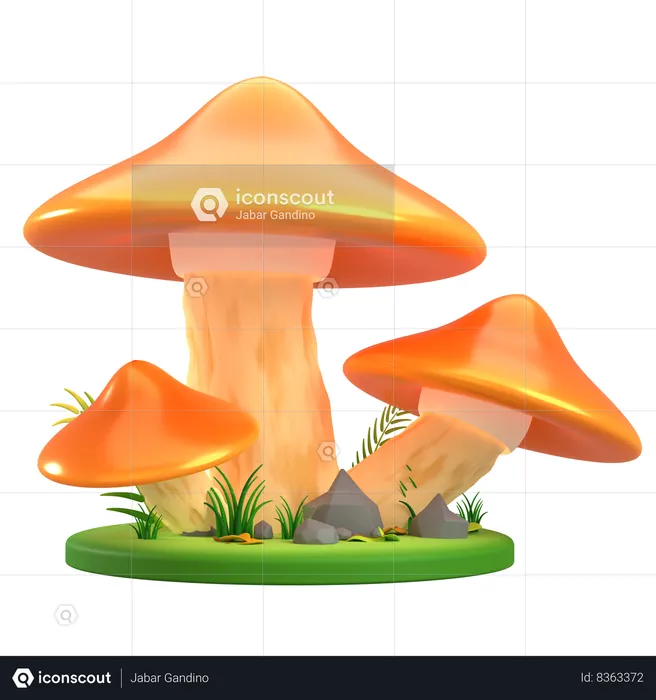 Mushroom Orange Cone  3D Icon