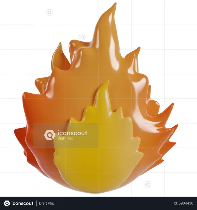 Orange Flame  3D Icon
