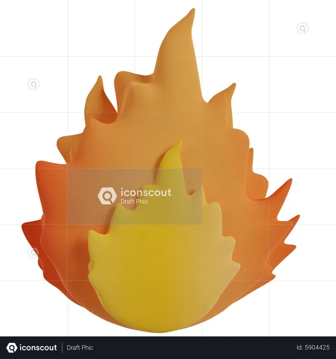 Orange Flame  3D Icon