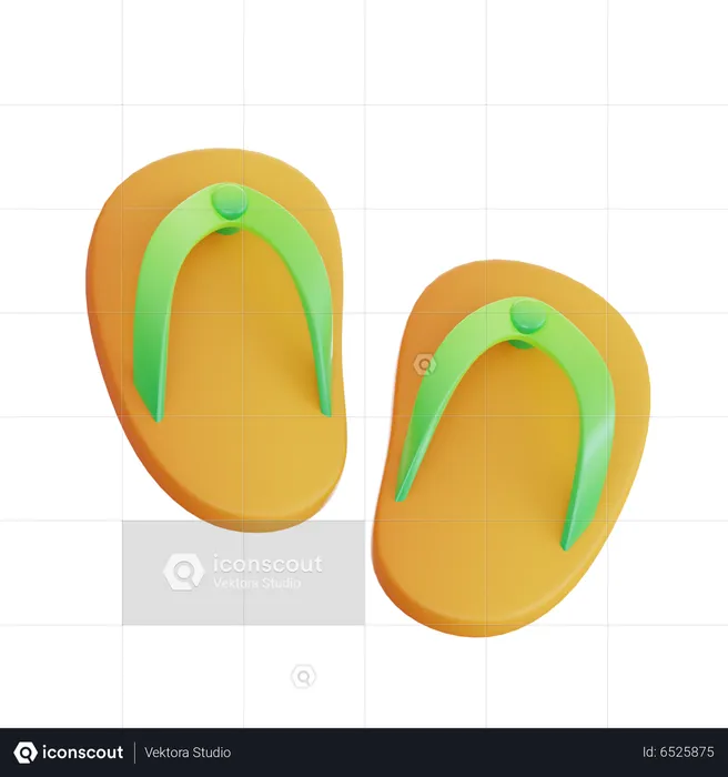 Orange Flip Flops  3D Icon