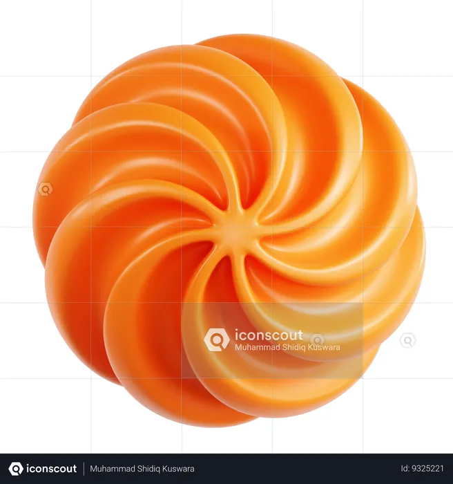 Orange Flower Abstract Shape  3D Icon