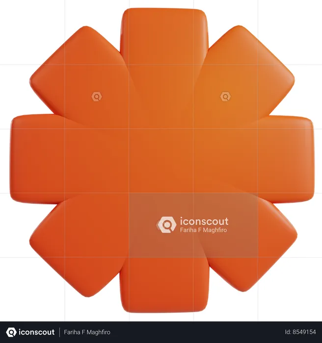 Orange Geometric Blossom  3D Icon