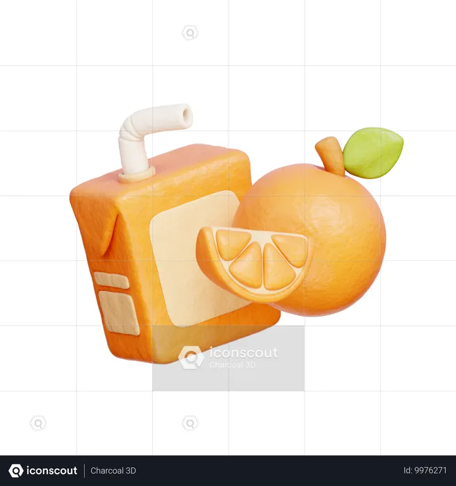 Orange Juice Box  3D Icon