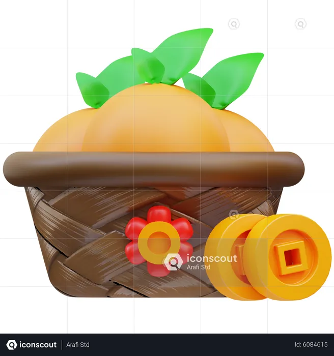 Orangener Korb  3D Icon