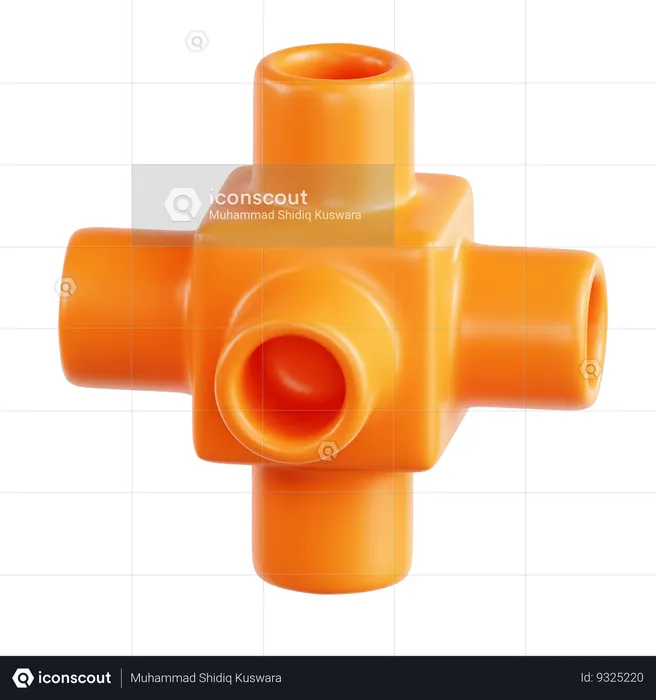 Orange Pipe Abstract Shape  3D Icon