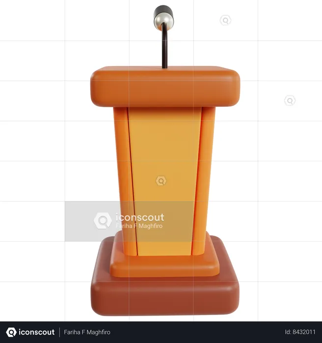 Orange Podium Political Speech  3D Icon