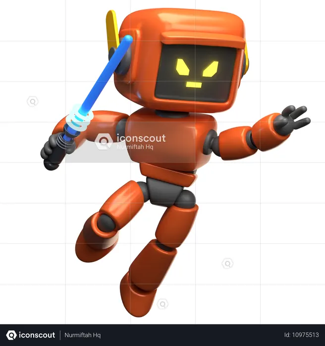 Orange Robot Fighting  3D Illustration