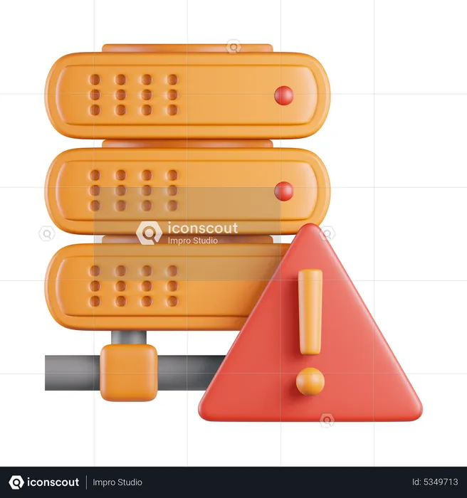 Orange  Server Warning Error  3D Icon