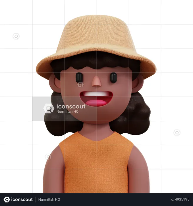 Orange Shirt Woman  3D Icon