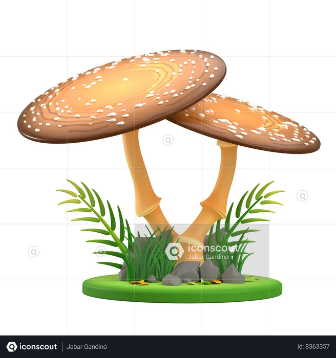 Mushroom Orange speckled  3D Icon