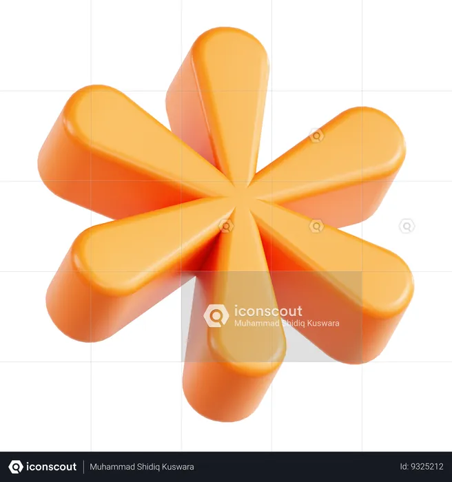 Orange Star Abstract Shape  3D Icon
