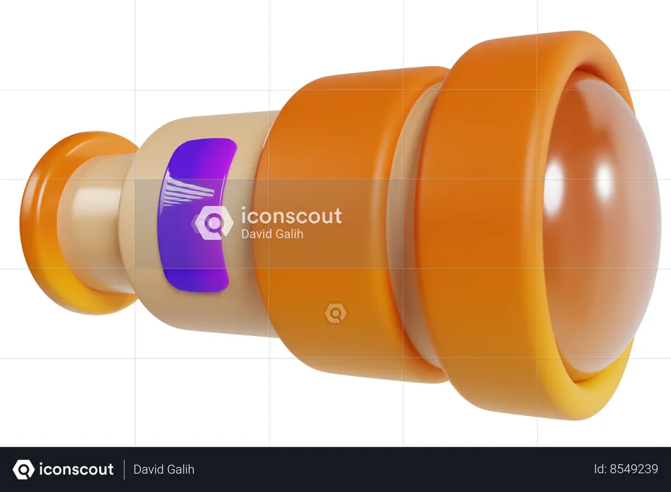 Orange Telescope  3D Icon