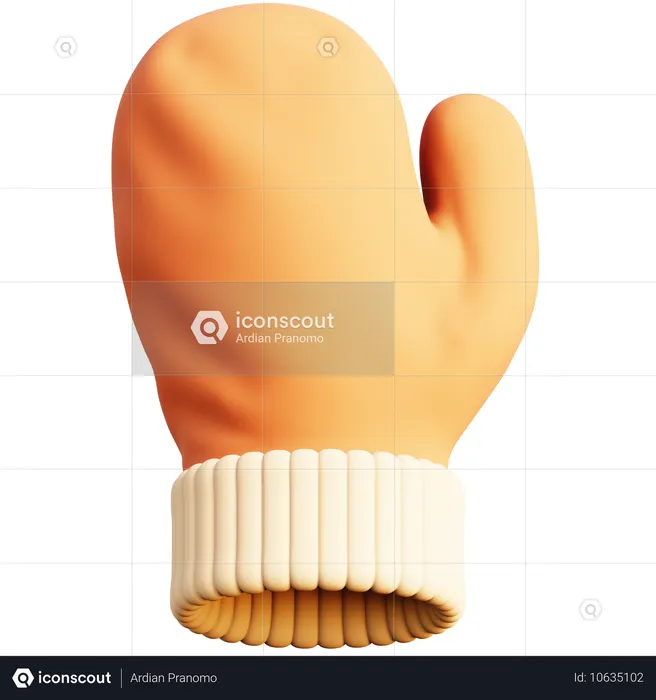 Orange winter mitten  3D Icon