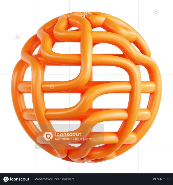 Orange Wire Abstract Shape  3D Icon