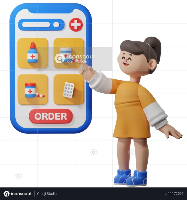 Ordering from Online Medical  3D Illustration