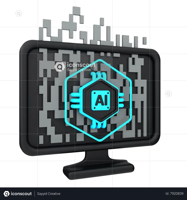 Ordinateur d'intelligence artificielle  3D Icon