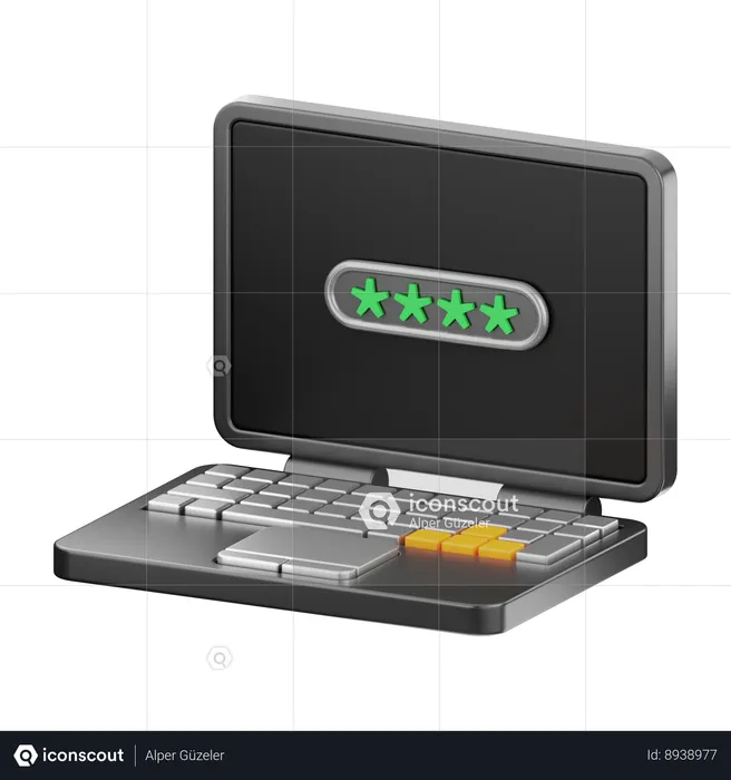 Confidentialité du mot de passe d'un ordinateur portable  3D Icon