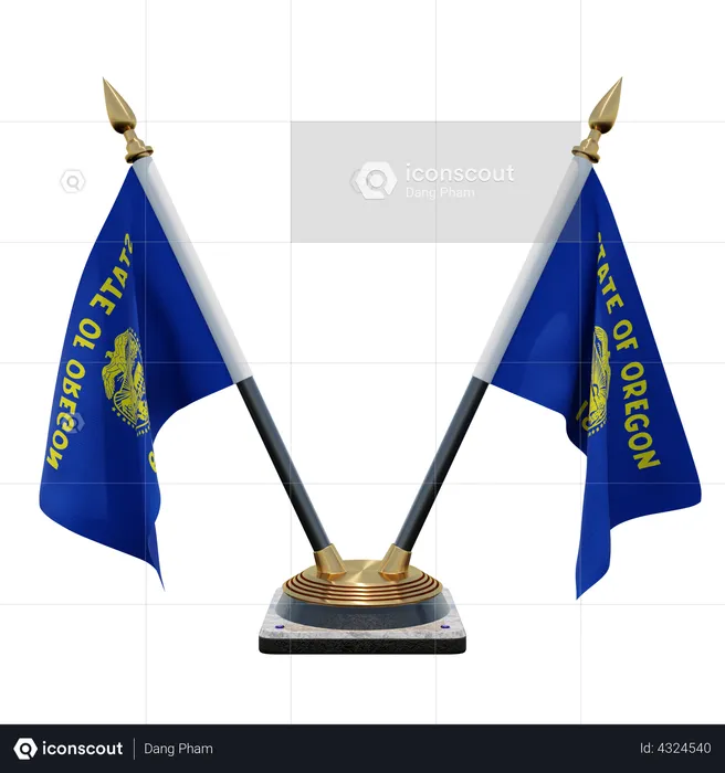 Oregon Double Desk Flag Stand Flag 3D Flag