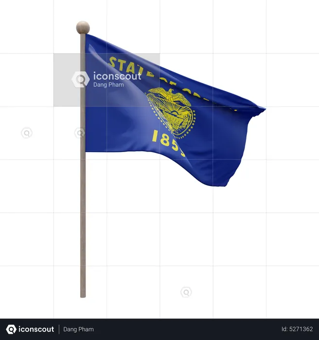 Oregon Flagpole Flag 3D Icon