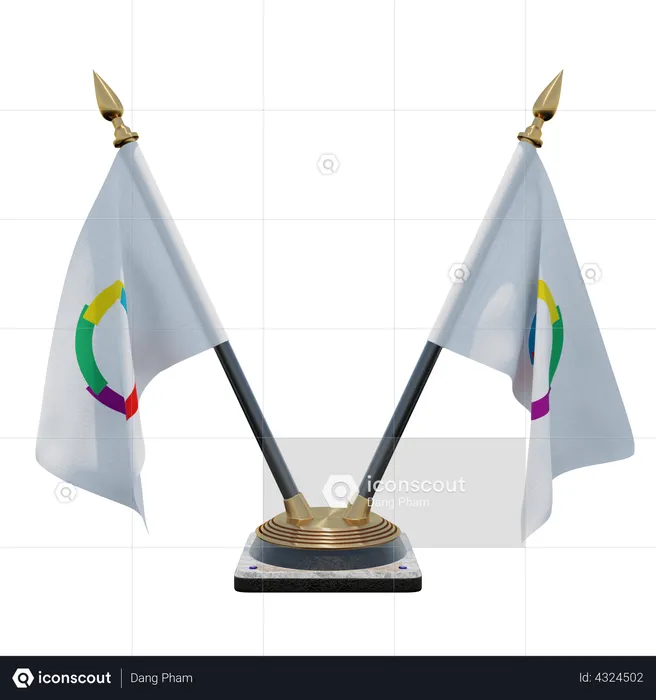 Organización internacional de la francofonía stand de bandera de doble escritorio Flag 3D Flag
