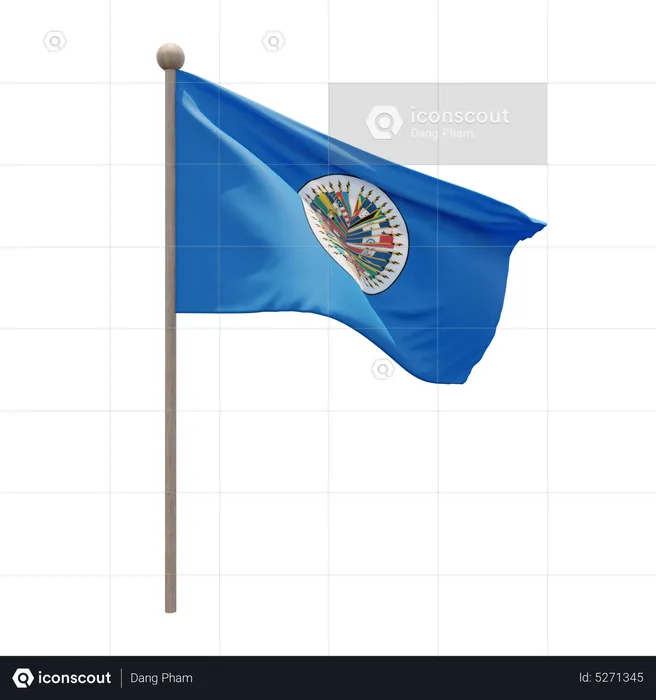 Organization of American States Flagpole Flag 3D Icon