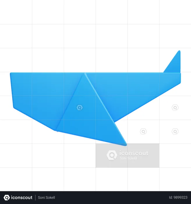 Baleine en origami  3D Icon