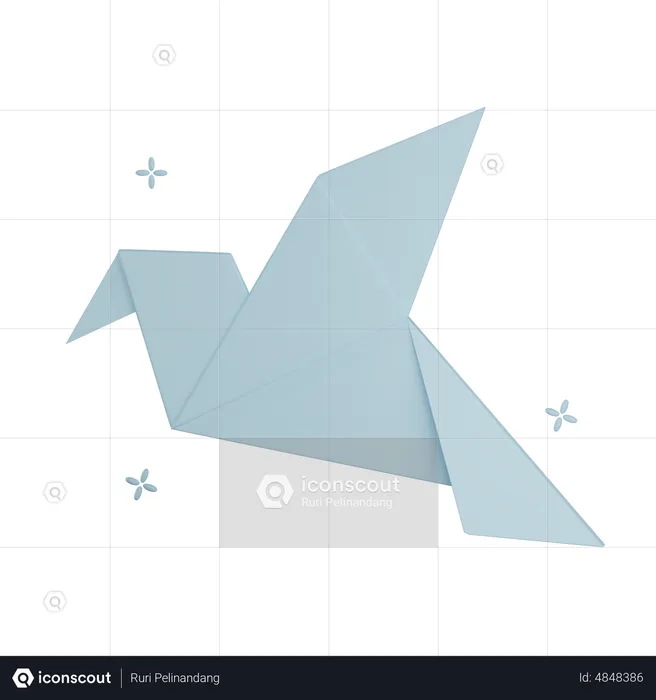 Origami Bird  3D Icon