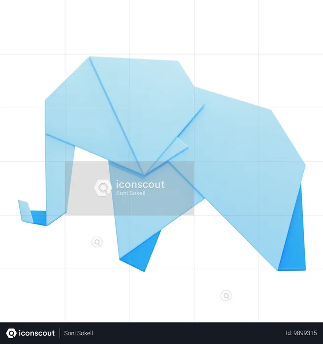 Origami Elephant  3D Icon