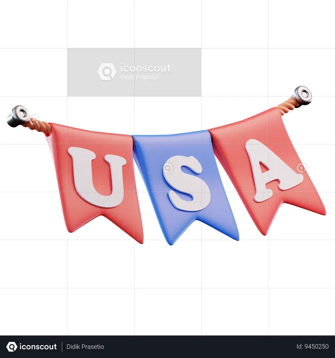 Adorno de banderas de estados unidos  3D Icon