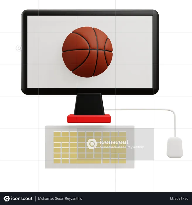 Guardare la partita di basket  3D Icon