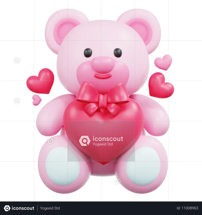 Oso de peluche rosa  3D Icon