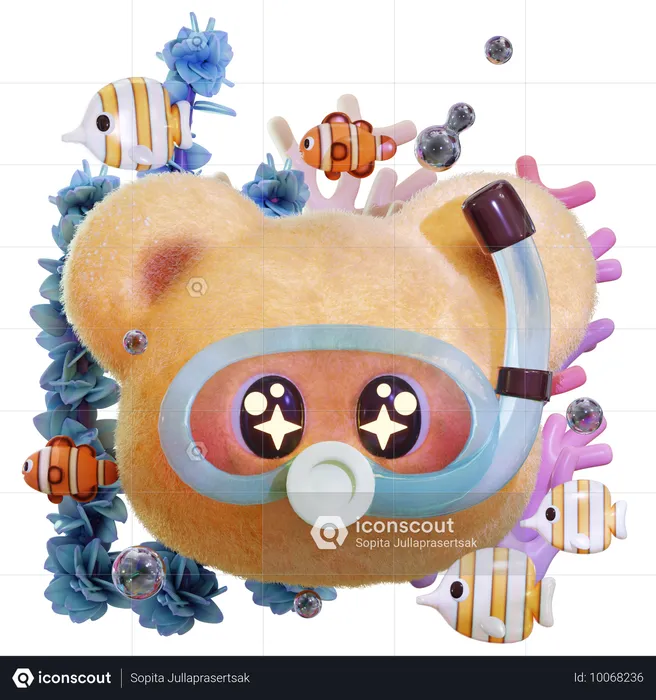 Oso buceador  3D Icon