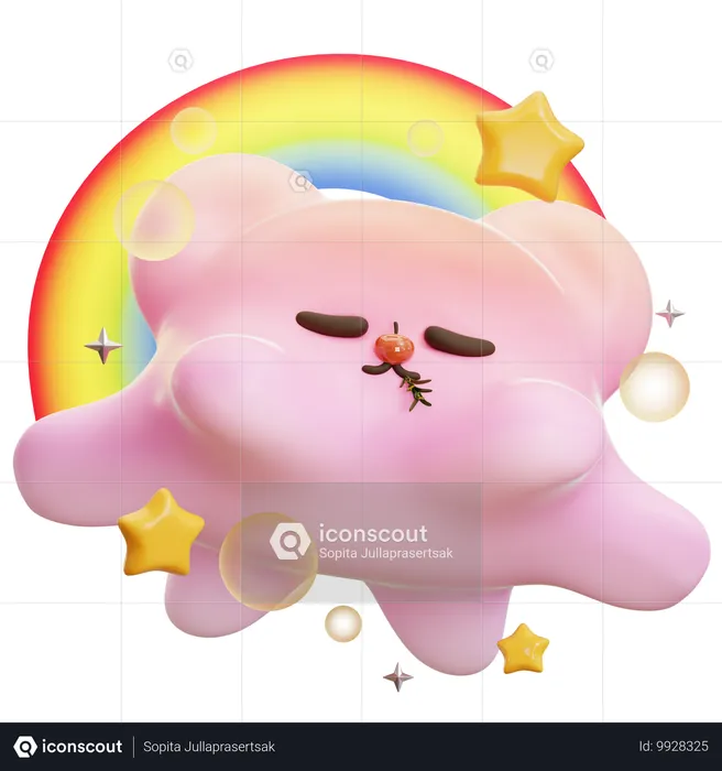 Oso de limo con arcoiris Emoji 3D Icon