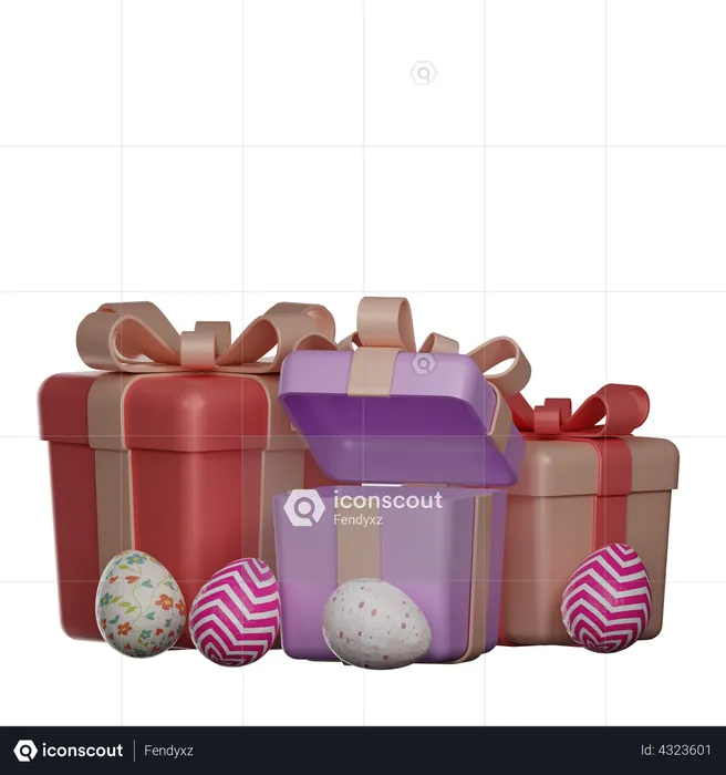 Ostern Geschenk-Box  3D Illustration