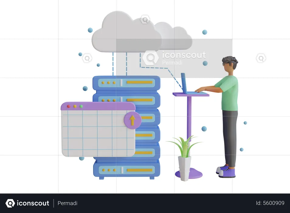 Otimização de servidor em nuvem  3D Illustration