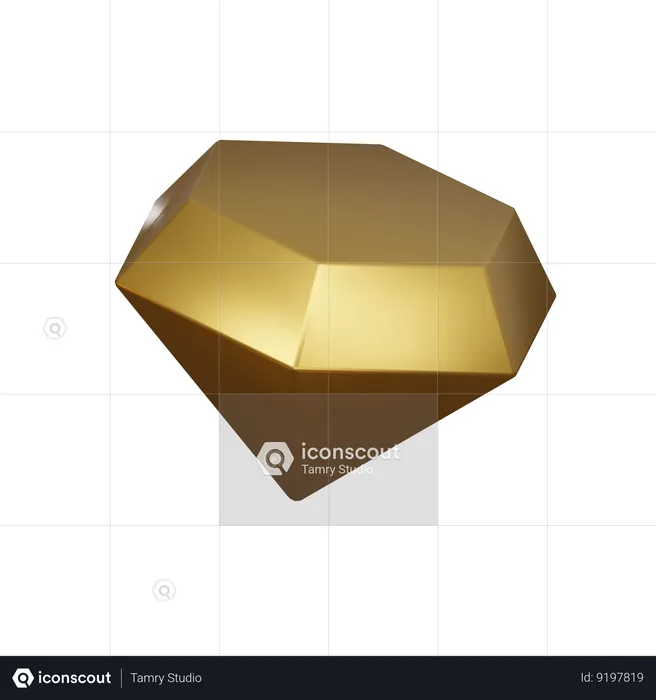 Diamante de ouro  3D Icon