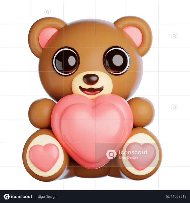 Ours de la Saint-Valentin avec amour  3D Icon